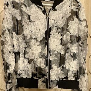 Rebecca Elliot Floral Sheer Women's Jacket - Black and White